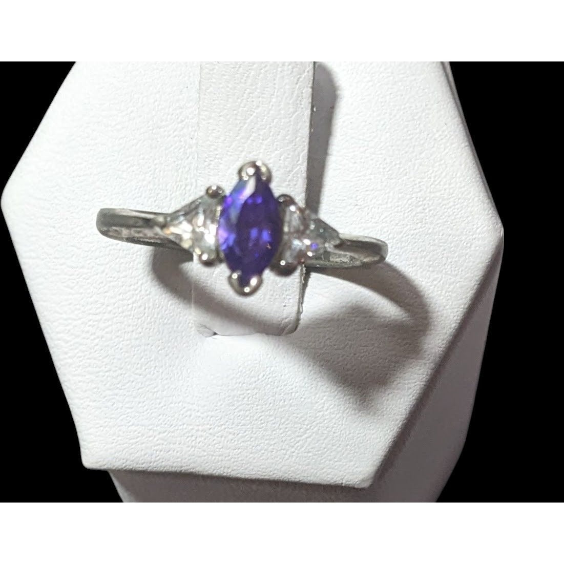 Vintage Purple Marquis Cut And Clear Stone Ring Size 7