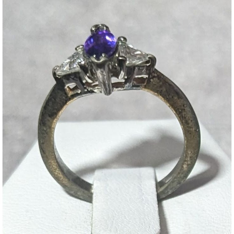 Vintage Purple Marquis Cut And Clear Stone Ring Size 7