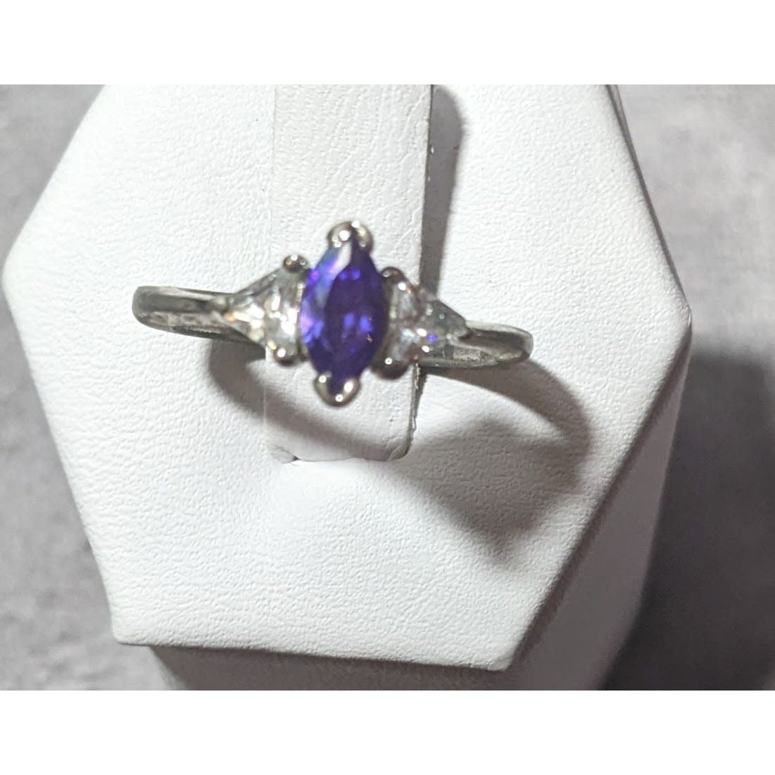 Vintage Purple Marquis Cut And Clear Stone Ring Size 7