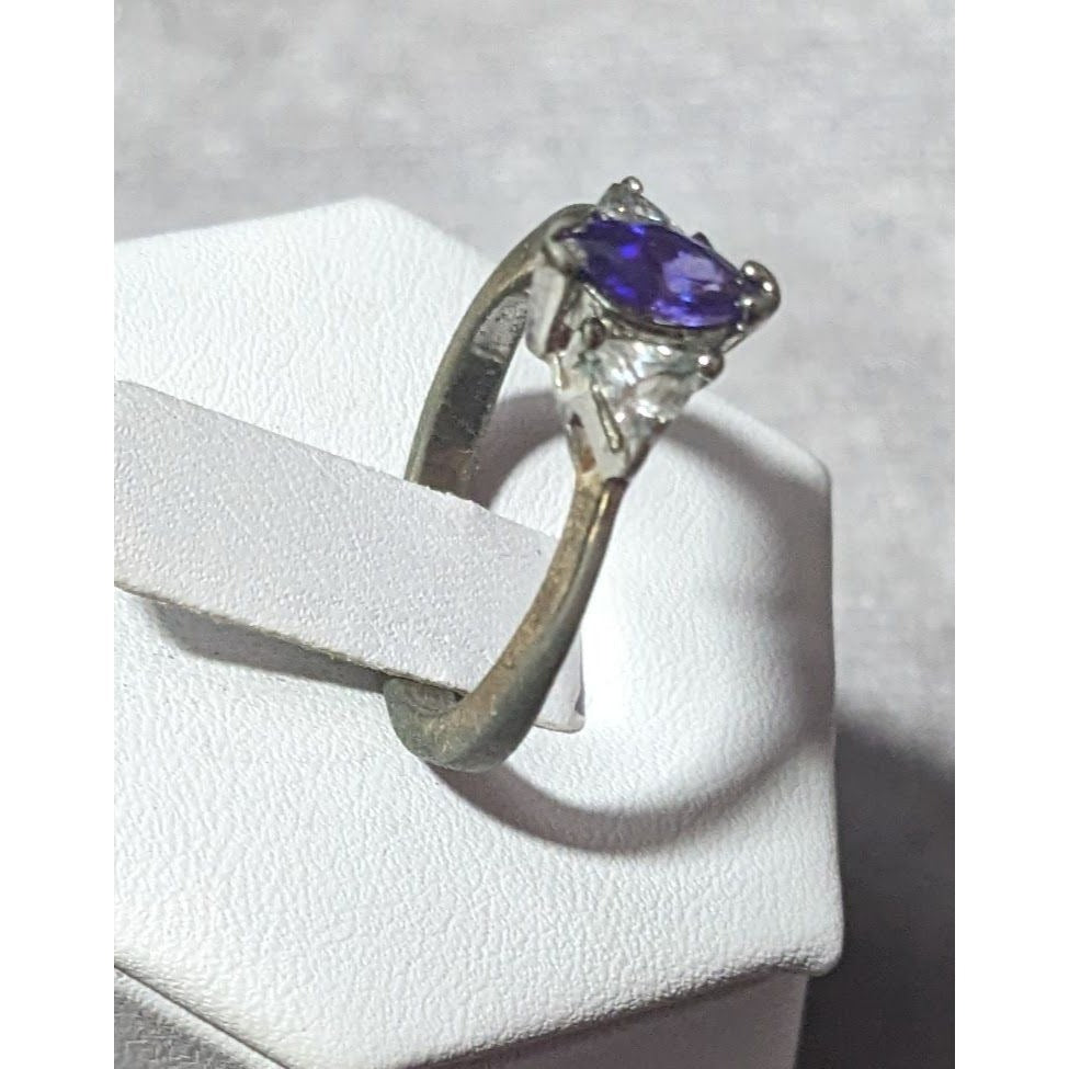 Vintage Purple Marquis Cut And Clear Stone Ring Size 7