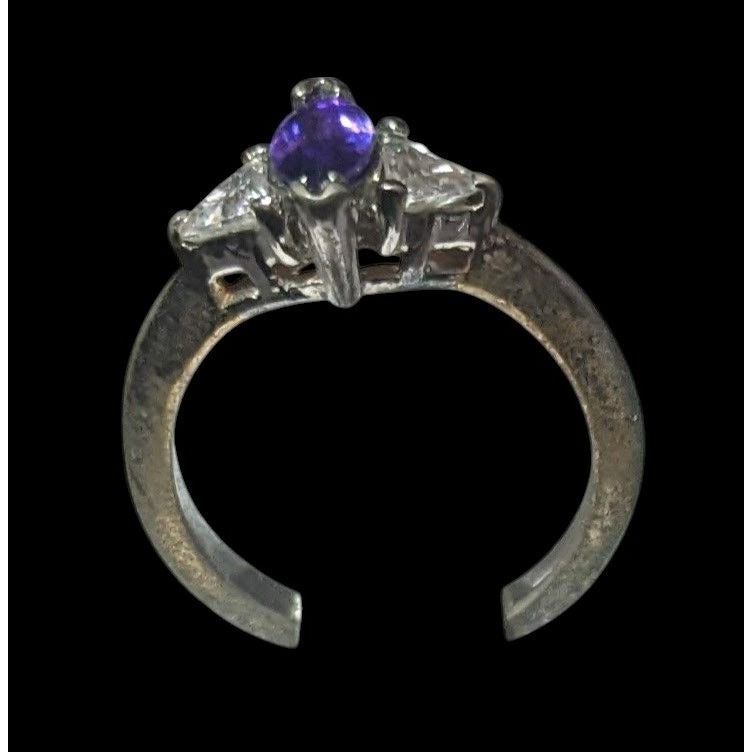 Vintage Purple Marquis Cut And Clear Stone Ring Size 7