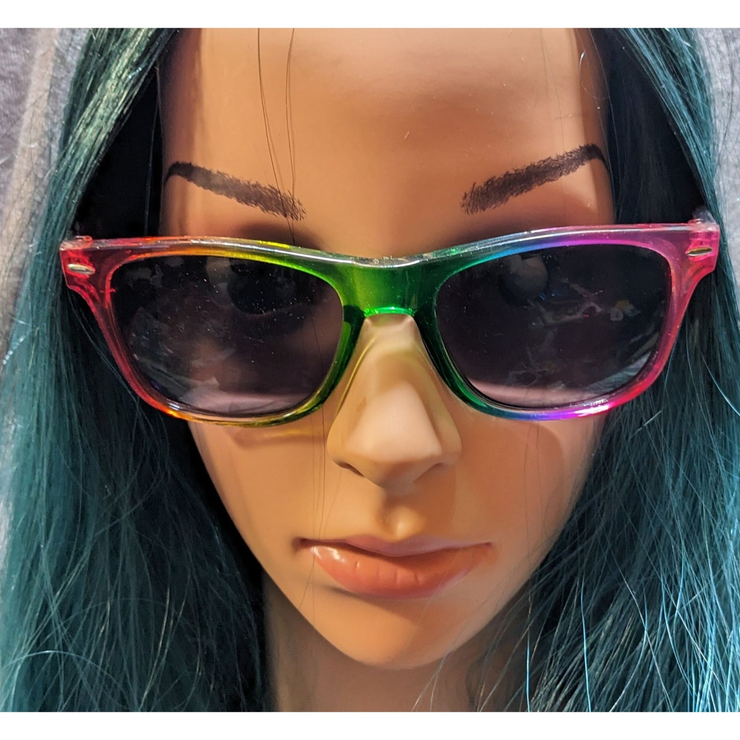 Translucent Rainbow Retro Square Sunglasses