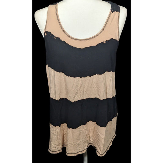 Jennifer Lopez Black And Tan Striped Twist Back Tank Top