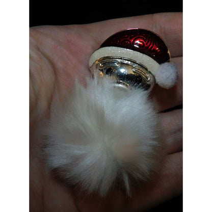 Vintage Fluffy Bearded Metallic Santa Brooch