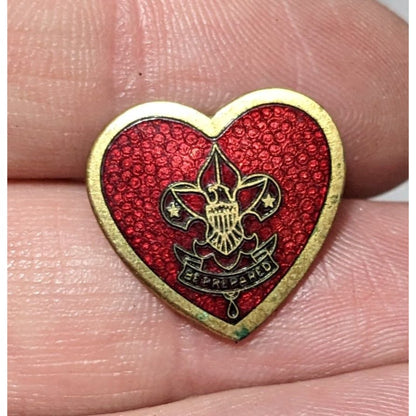 Vintage 1950s Be Prepared Boy Scouts Heart Lapel Pin