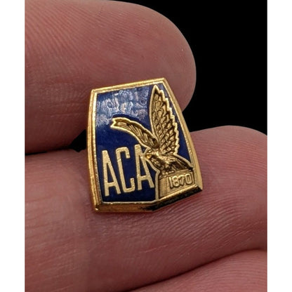 ACA 1870 Gold Tone Enamel Eagle Lapel Pin Vintage Collectible