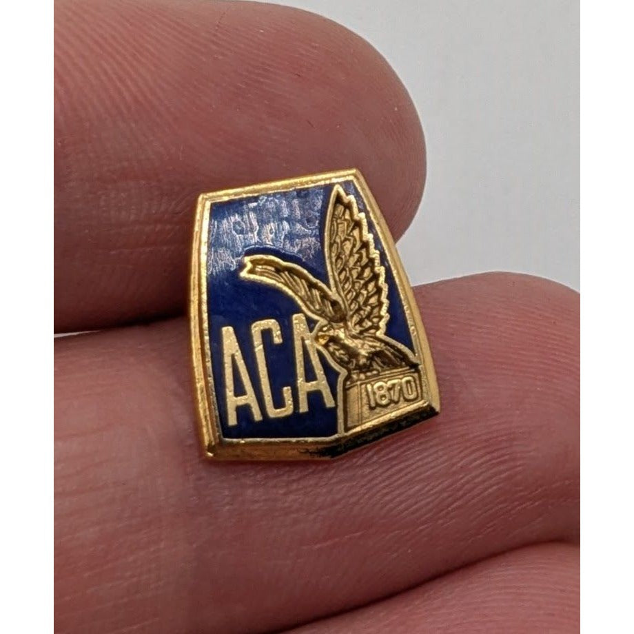 ACA 1870 Gold Tone Enamel Eagle Lapel Pin Vintage Collectible