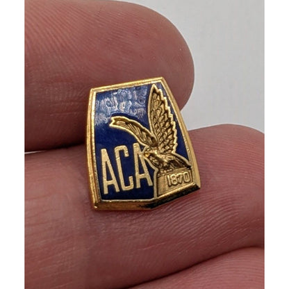 ACA 1870 Gold Tone Enamel Eagle Lapel Pin Vintage Collectible