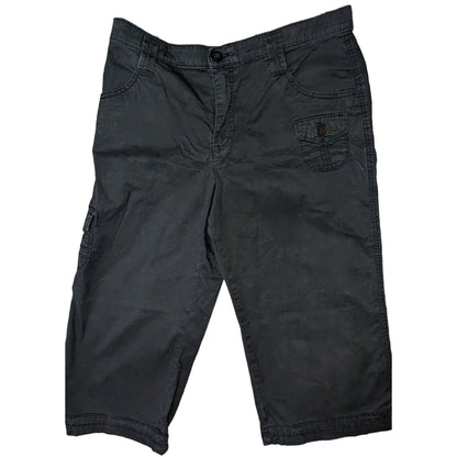 Lee Stretch Black Capri Pants Size 12M Casual Button Pocket Design