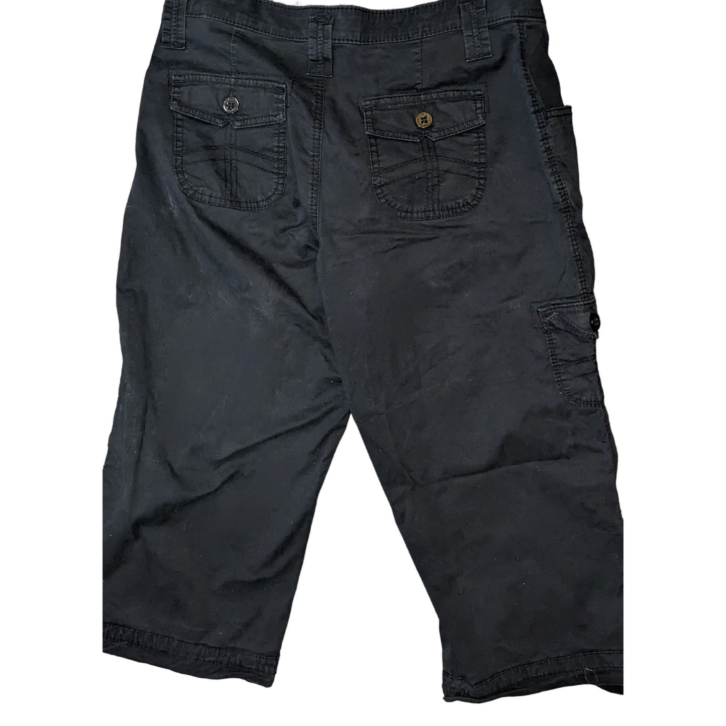 Lee Stretch Black Capri Pants Size 12M Casual Button Pocket Design