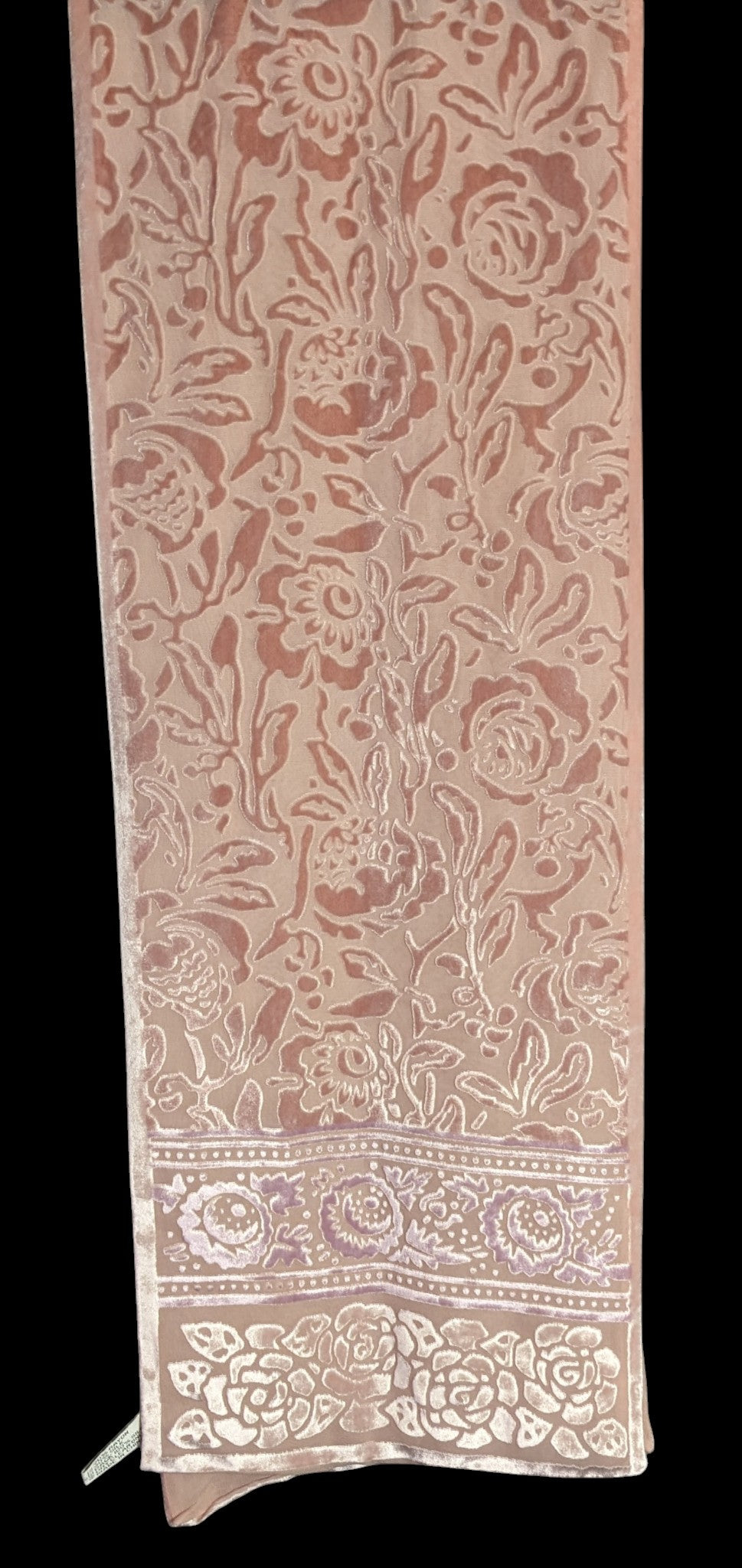 Oscar De La Renta Vintage Coquette Burnout Velvet Floral Scarf