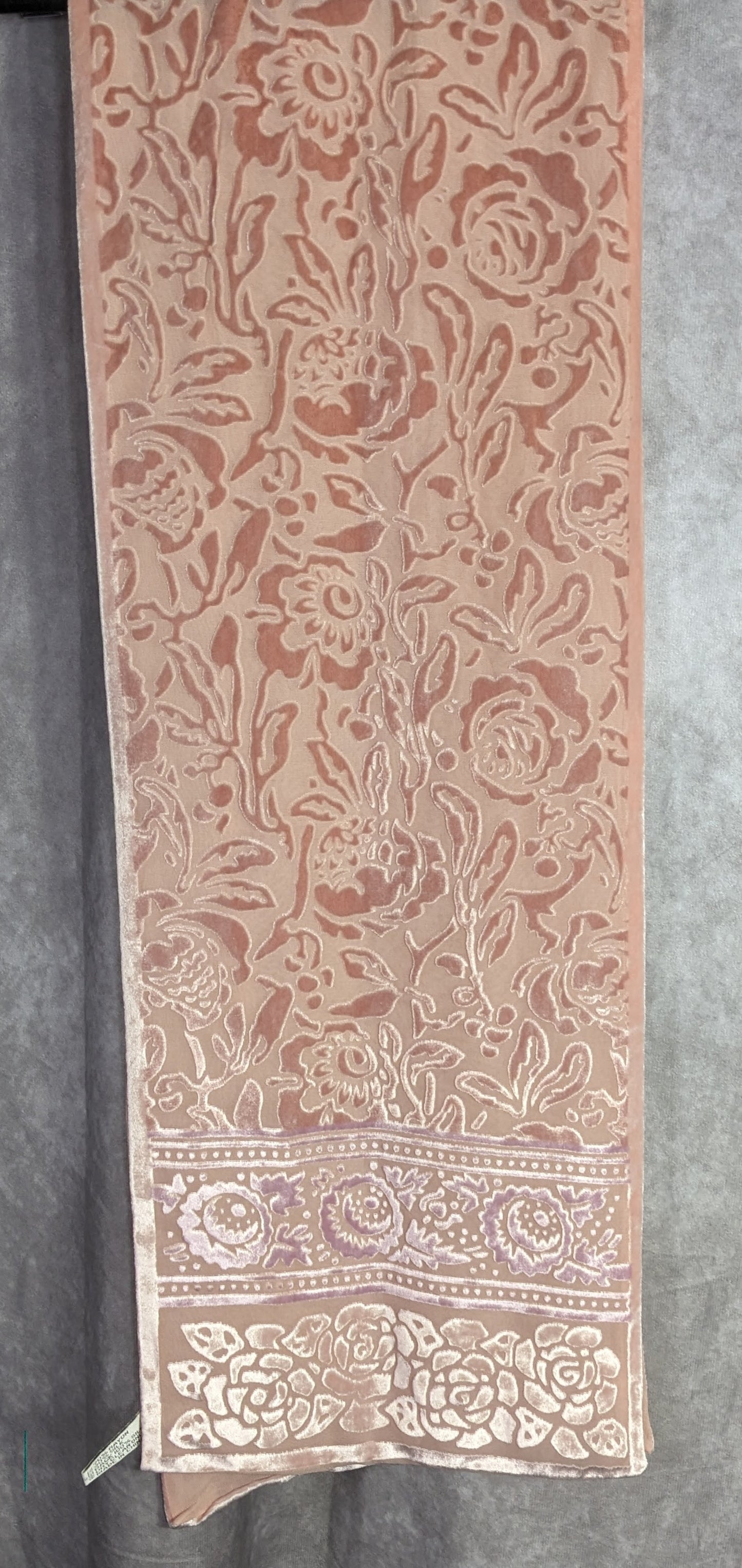 Oscar De La Renta Vintage Coquette Burnout Velvet Floral Scarf
