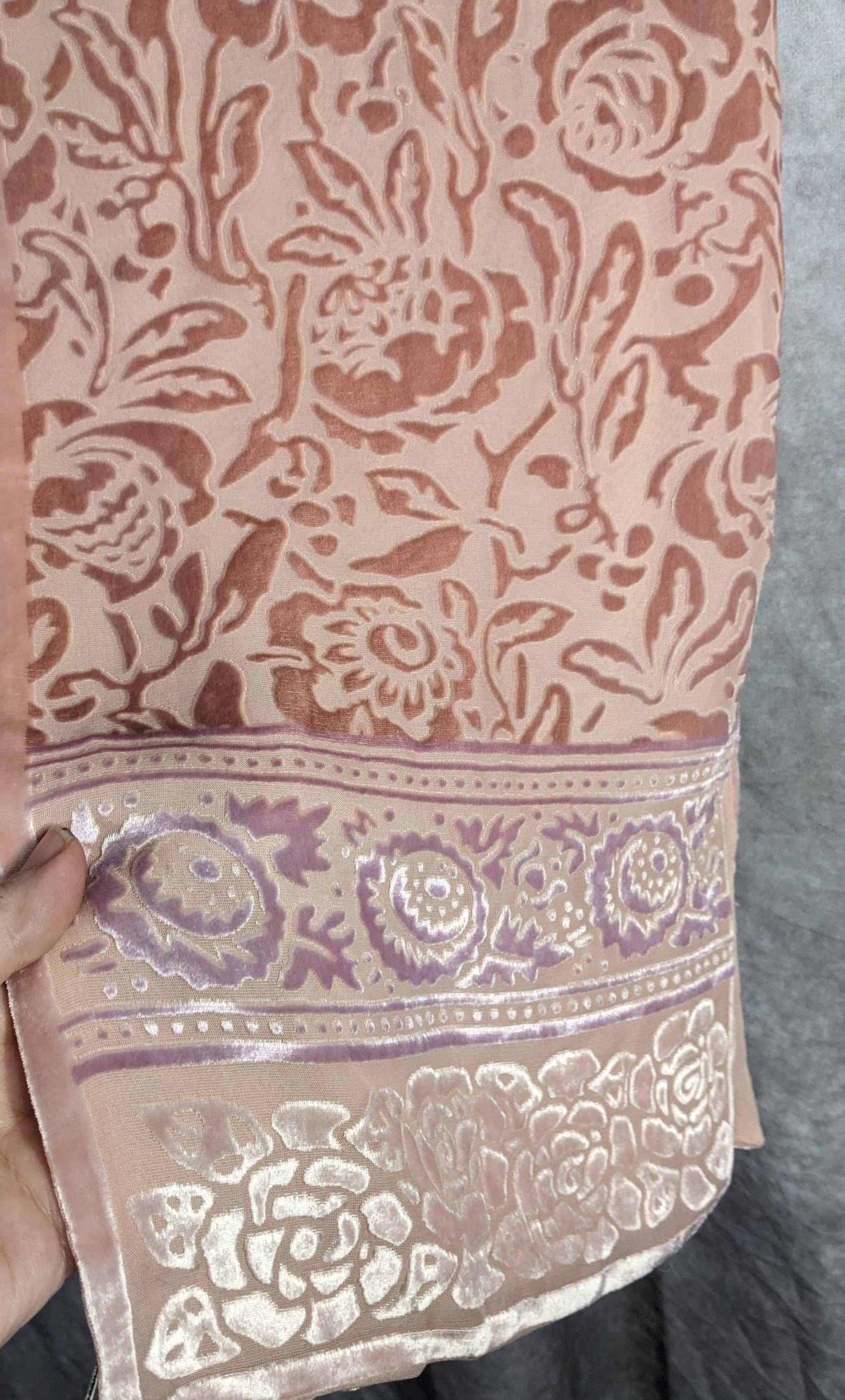 Oscar De La Renta Vintage Coquette Burnout Velvet Floral Scarf