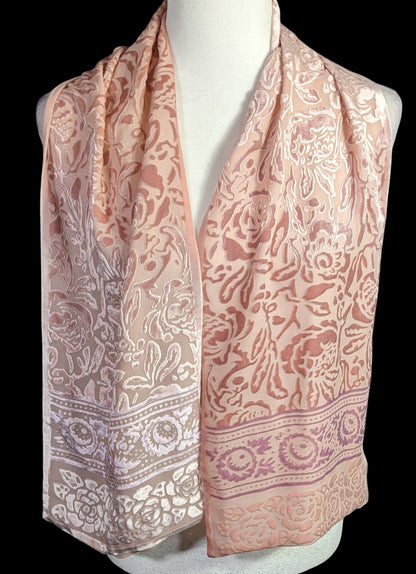 Oscar De La Renta Vintage Coquette Burnout Velvet Floral Scarf