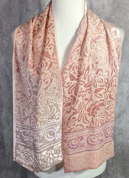 Oscar De La Renta Vintage Coquette Burnout Velvet Floral Scarf