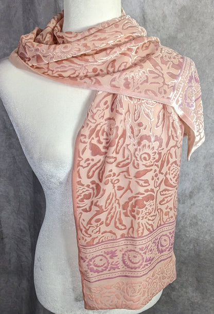 Oscar De La Renta Vintage Coquette Burnout Velvet Floral Scarf