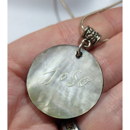 Artisan Signed Dyed Purple Shell Disc Necklace