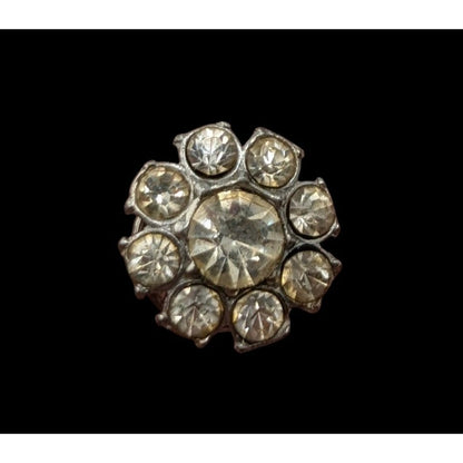 Vintage Rhinestone Military-Inspired Silver Tone Lapel Pin Brooch