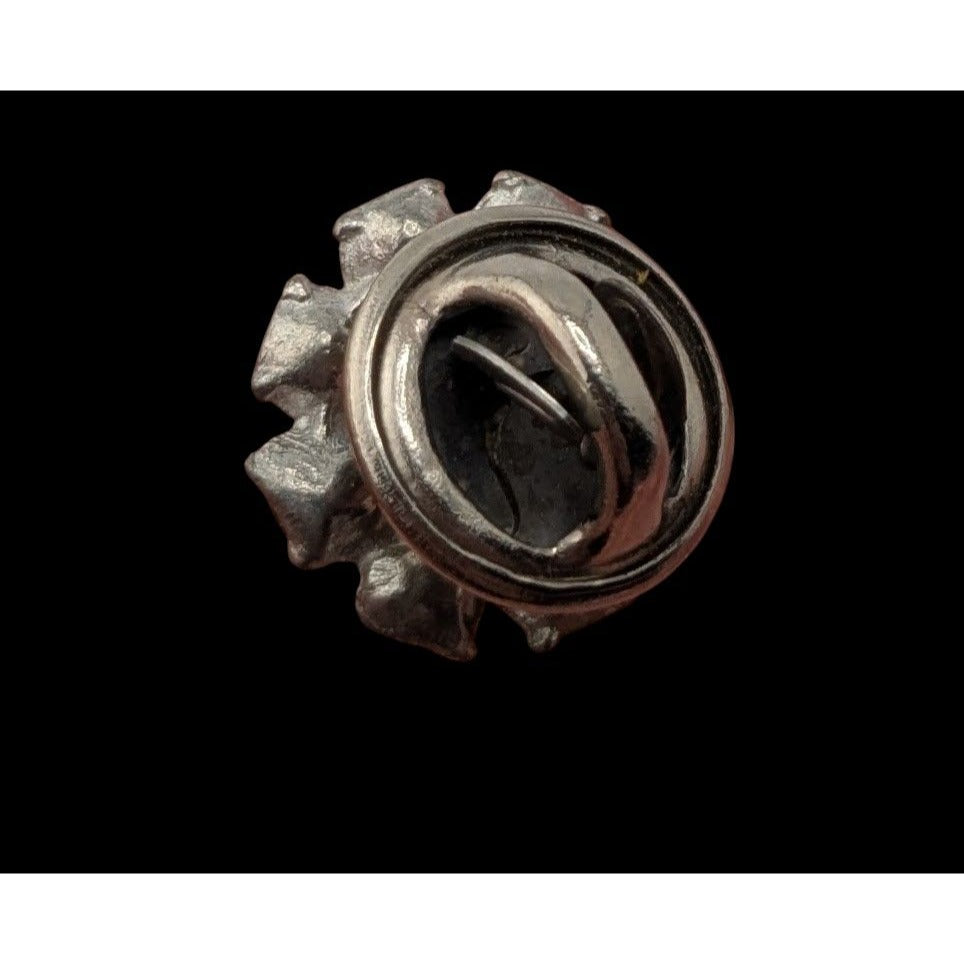 Vintage Rhinestone Military-Inspired Silver Tone Lapel Pin Brooch