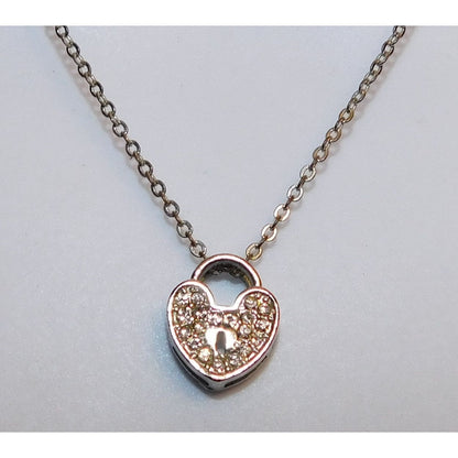 Elegant Dainty Rhinestone Heart Lock Necklace