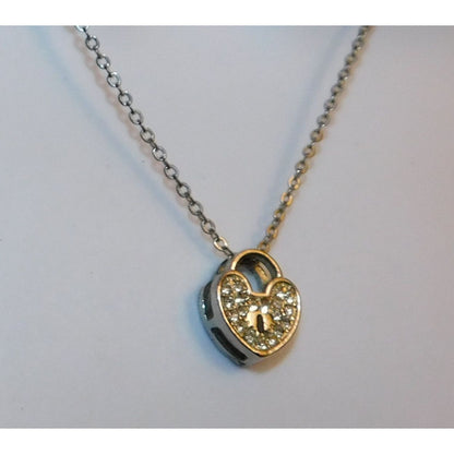 Elegant Dainty Rhinestone Heart Lock Necklace
