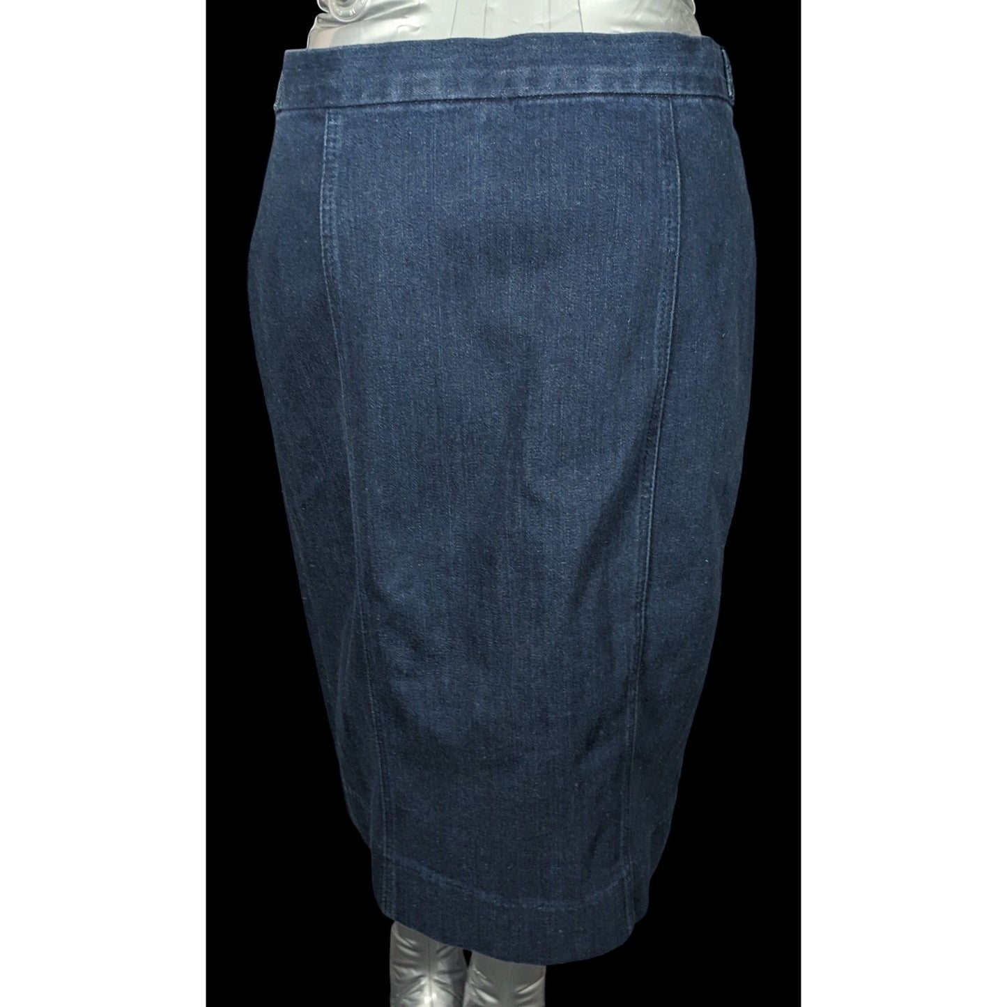 Vintage Ralph Lauren Blue Denim Skirt With Leather And Chain Belt Size 2