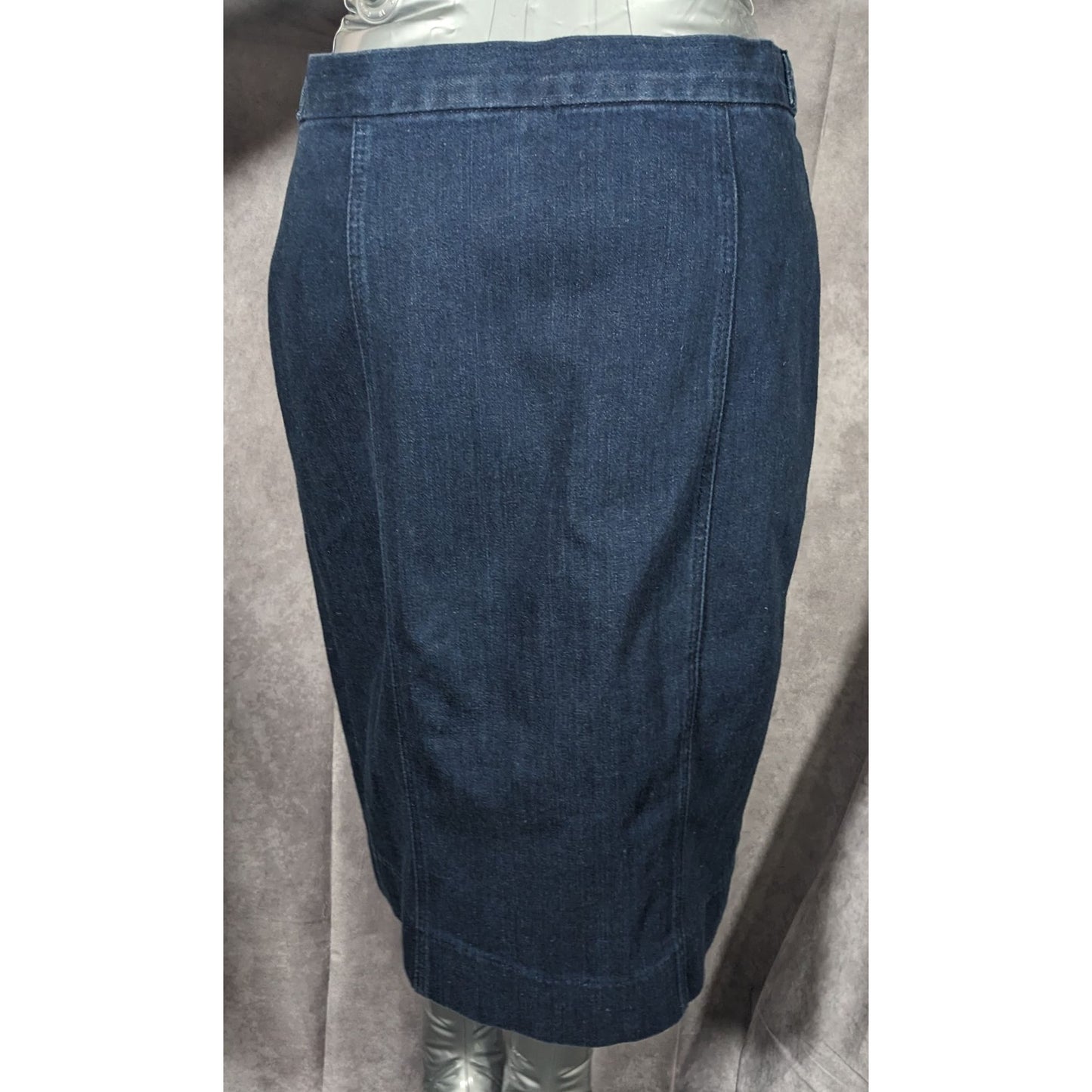Vintage Ralph Lauren Blue Denim Skirt With Leather And Chain Belt Size 2