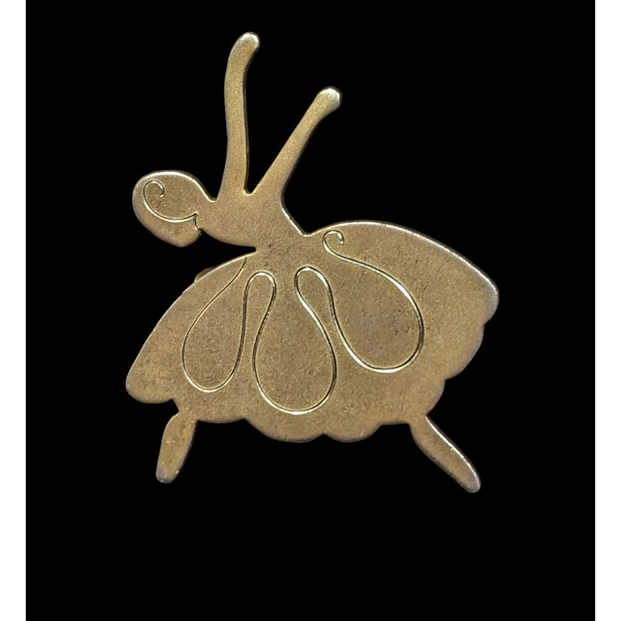 Vintage Modernist Gold Tone Etched Ballerina Brooch