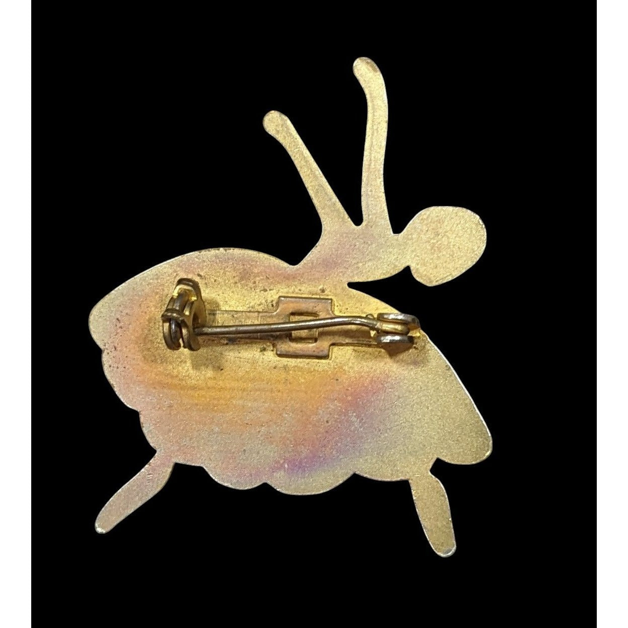 Vintage Modernist Gold Tone Etched Ballerina Brooch