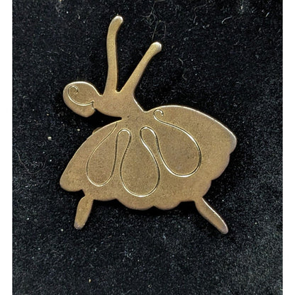 Vintage Modernist Gold Tone Etched Ballerina Brooch