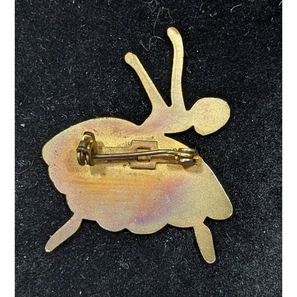 Vintage Modernist Gold Tone Etched Ballerina Brooch