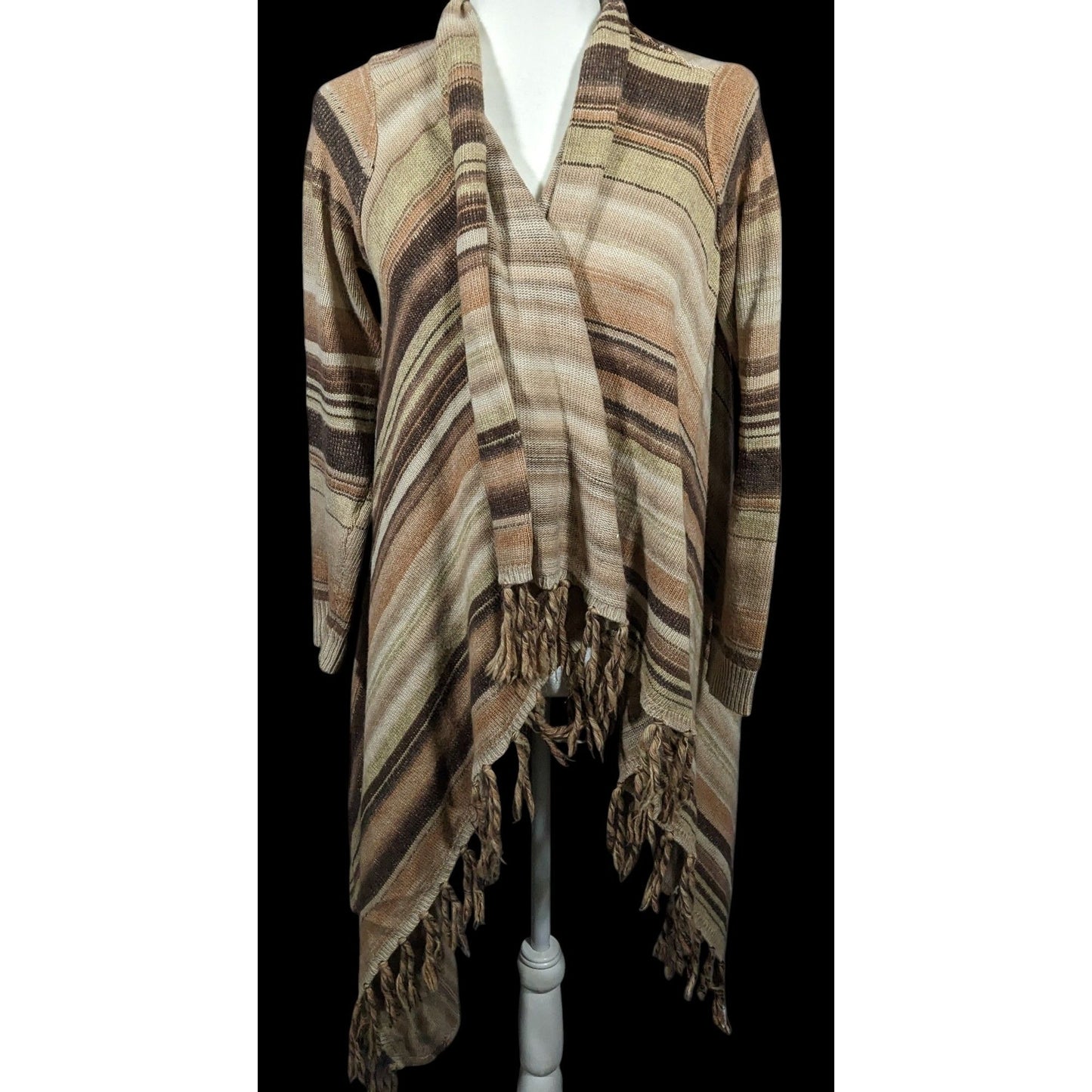 Natural Reflections Space-Dye Retro Bohemian Open Front Cardigan