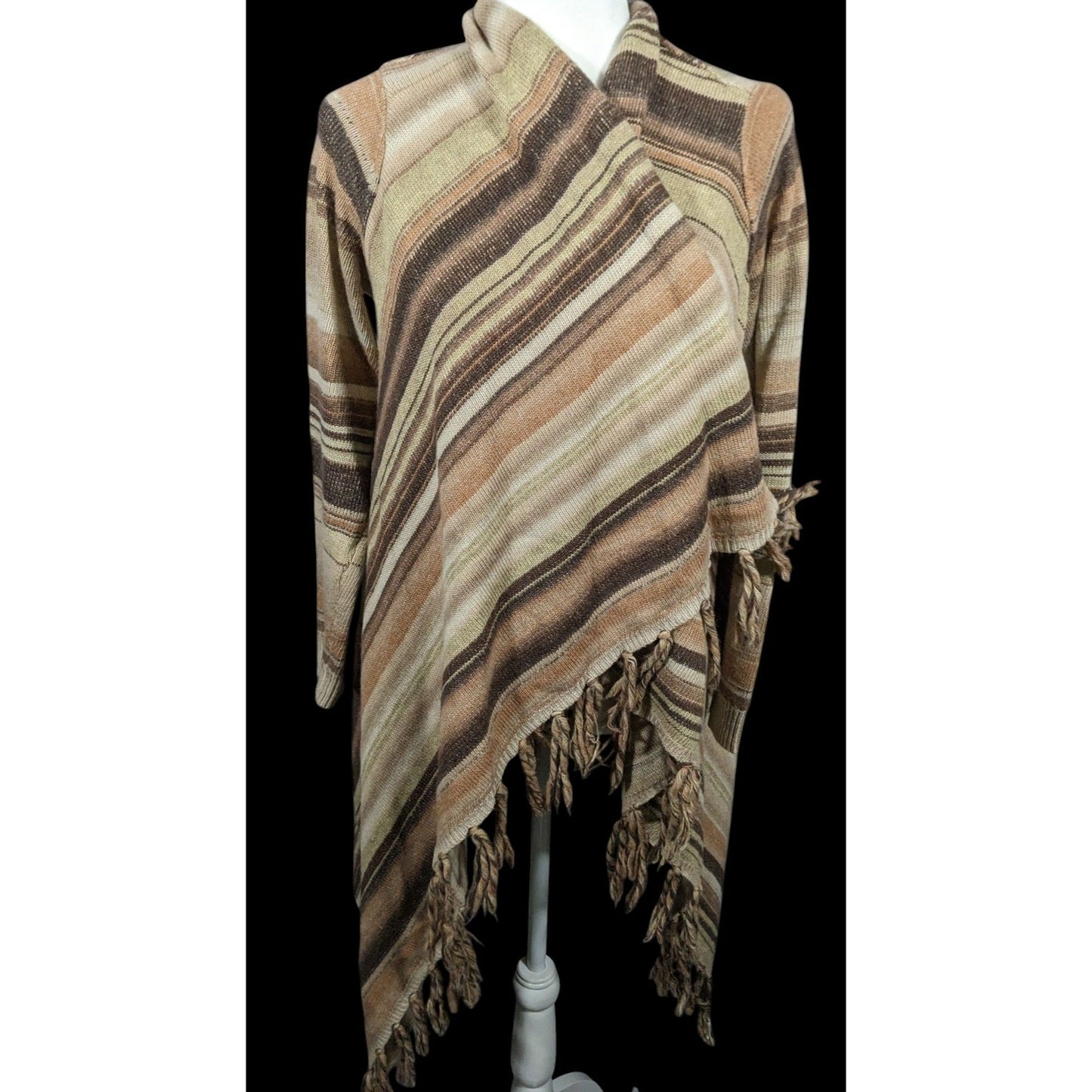 Natural Reflections Space-Dye Retro Bohemian Open Front Cardigan