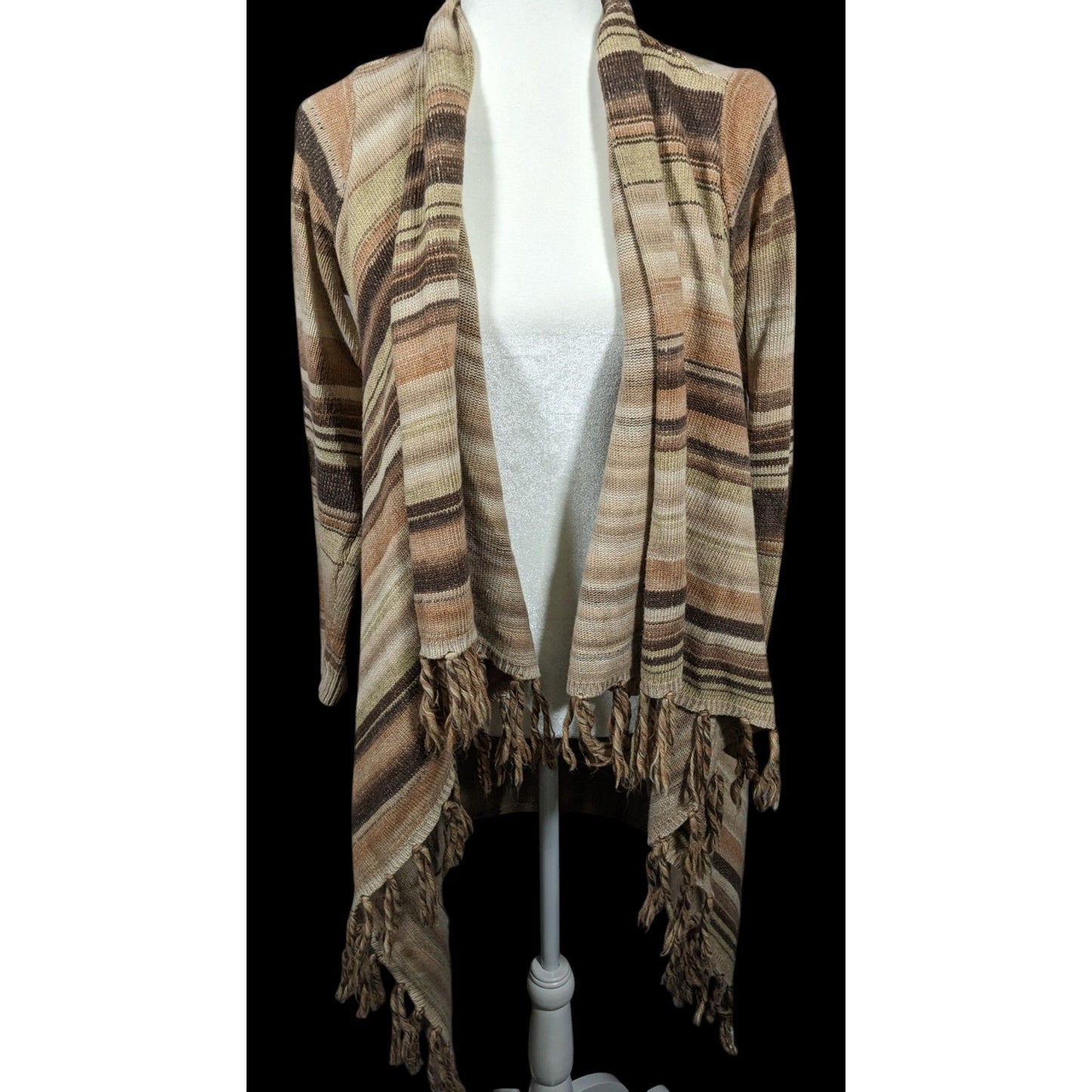 Natural Reflections Space-Dye Retro Bohemian Open Front Cardigan