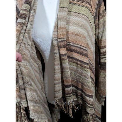 Natural Reflections Space-Dye Retro Bohemian Open Front Cardigan