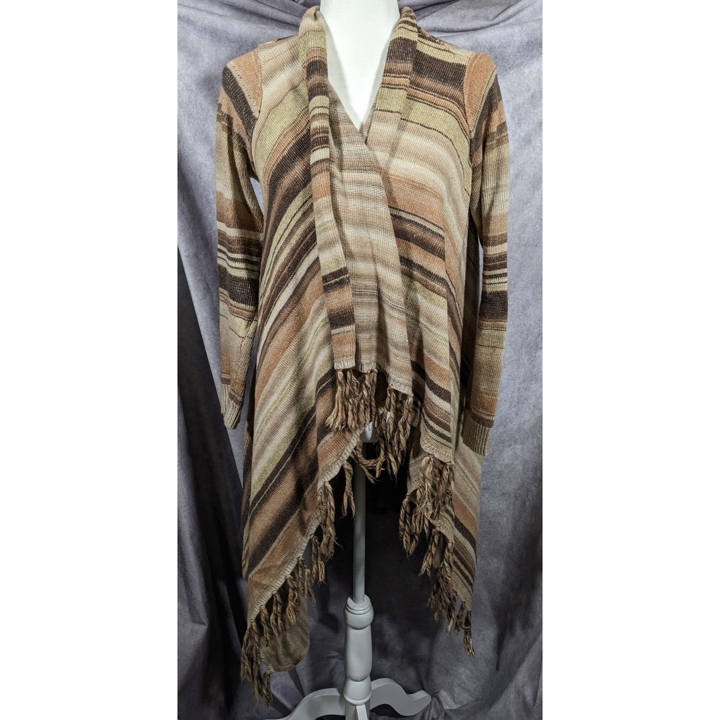 Natural Reflections Space-Dye Retro Bohemian Open Front Cardigan