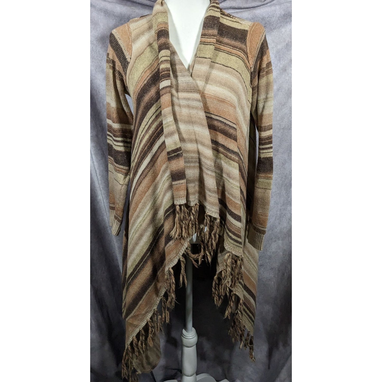 Natural Reflections Space-Dye Retro Bohemian Open Front Cardigan