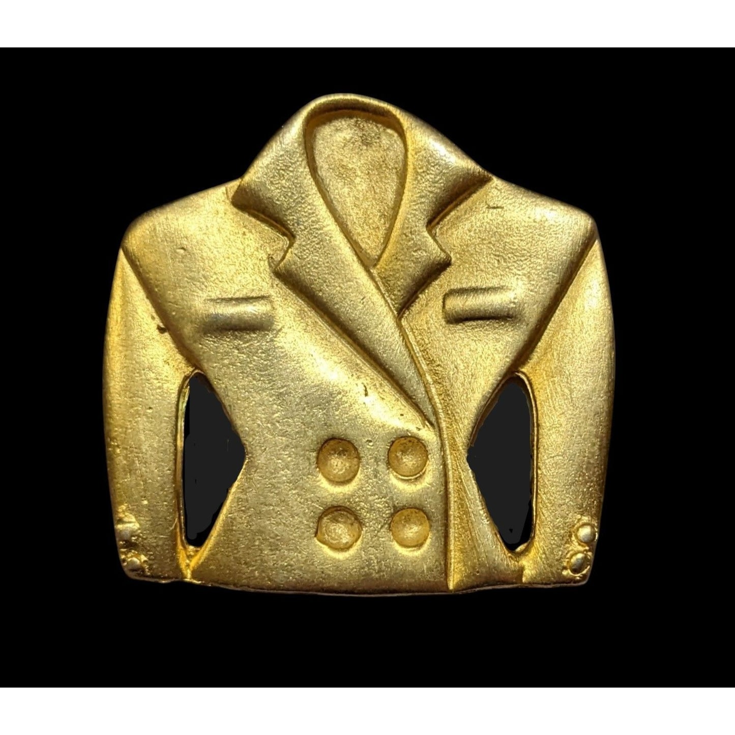 Vintage 80s Gold Tone Ladies Blazer Brooch