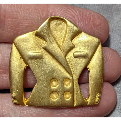 Vintage 80s Gold Tone Ladies Blazer Brooch