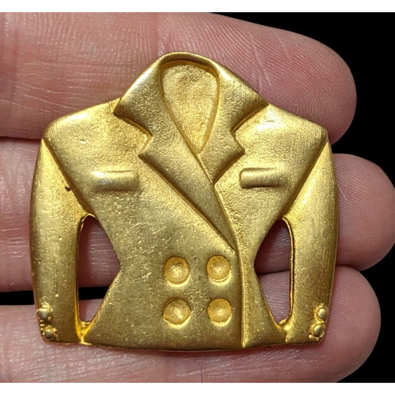 Vintage 80s Gold Tone Ladies Blazer Brooch