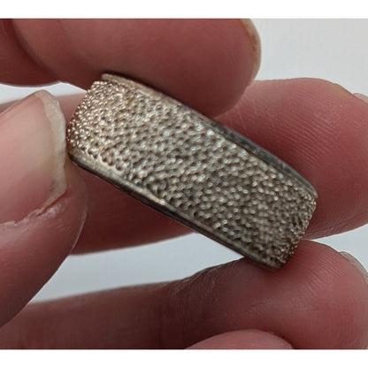 Wide Band Textured Silver-Tone Ring Size 9.5