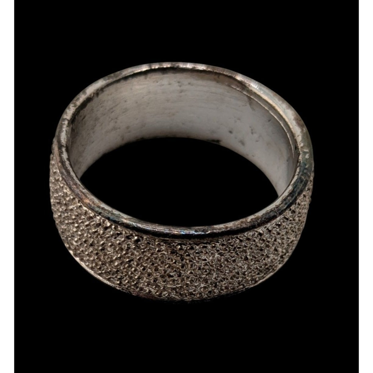 Wide Band Textured Silver-Tone Ring Size 9.5