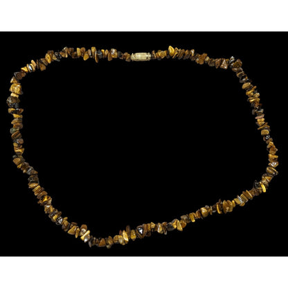 Natural Tiger Eye Chip Beaded Necklace With Barrel Clasp