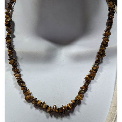 Natural Tiger Eye Chip Beaded Necklace With Barrel Clasp
