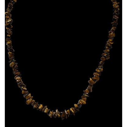Natural Tiger Eye Chip Beaded Necklace With Barrel Clasp