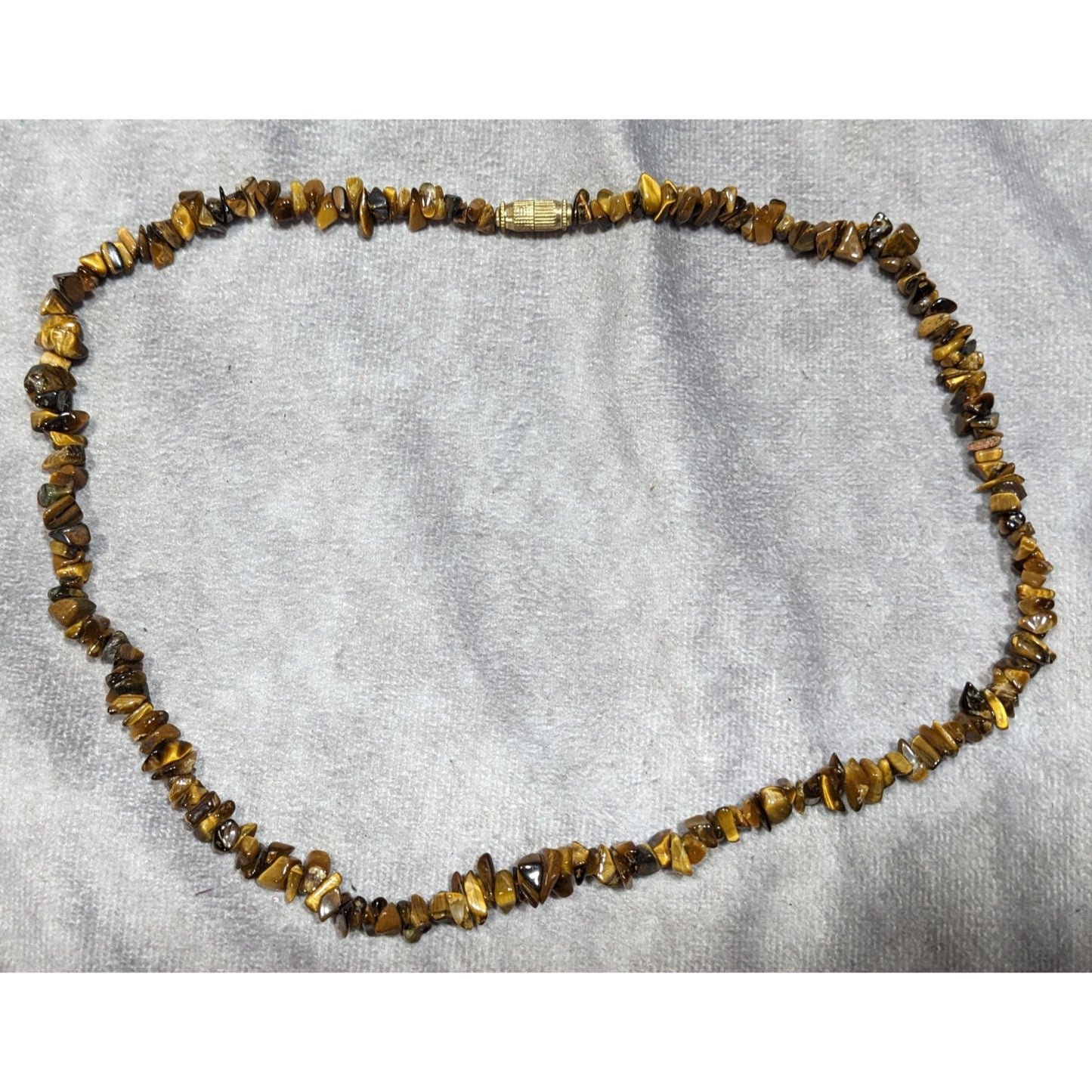 Natural Tiger Eye Chip Beaded Necklace With Barrel Clasp