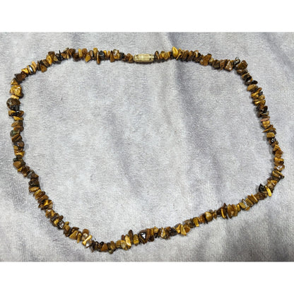 Natural Tiger Eye Chip Beaded Necklace With Barrel Clasp