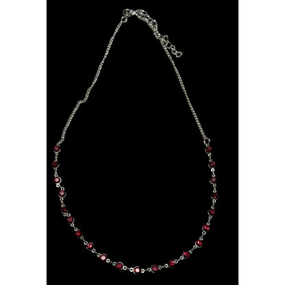 Corporate Goth Vampire Silver Tone Red Gemmed Necklace