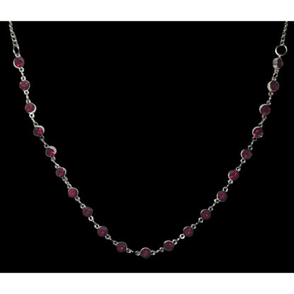 Corporate Goth Vampire Silver Tone Red Gemmed Necklace