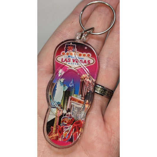 Welcome To Fabulous Las Vegas Flip-Flop Keychain 4.25 Inches Neon City Design